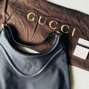 GUCCI Hobo Shoulder Bag w/ Embossed Coat of Arms